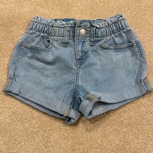 Paper bag waist denim shorts